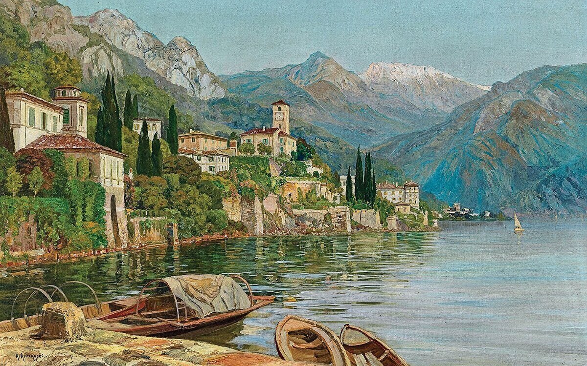 Где-то в Италии - виллы, озеро, горы - оригинал