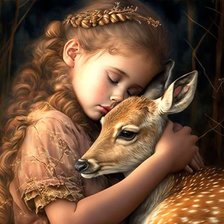 Оригинал схемы вышивки «child with deer» (№2743493)