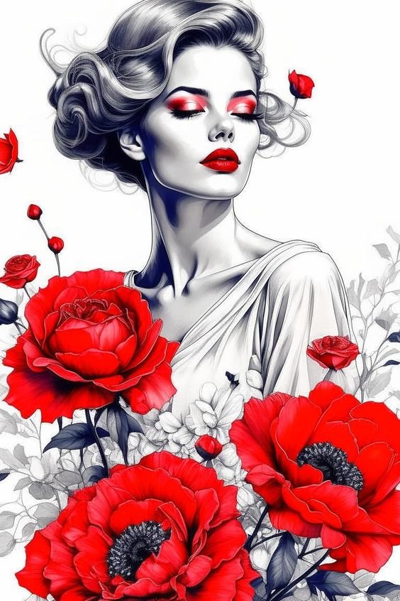 дама - рисунок - оригинал