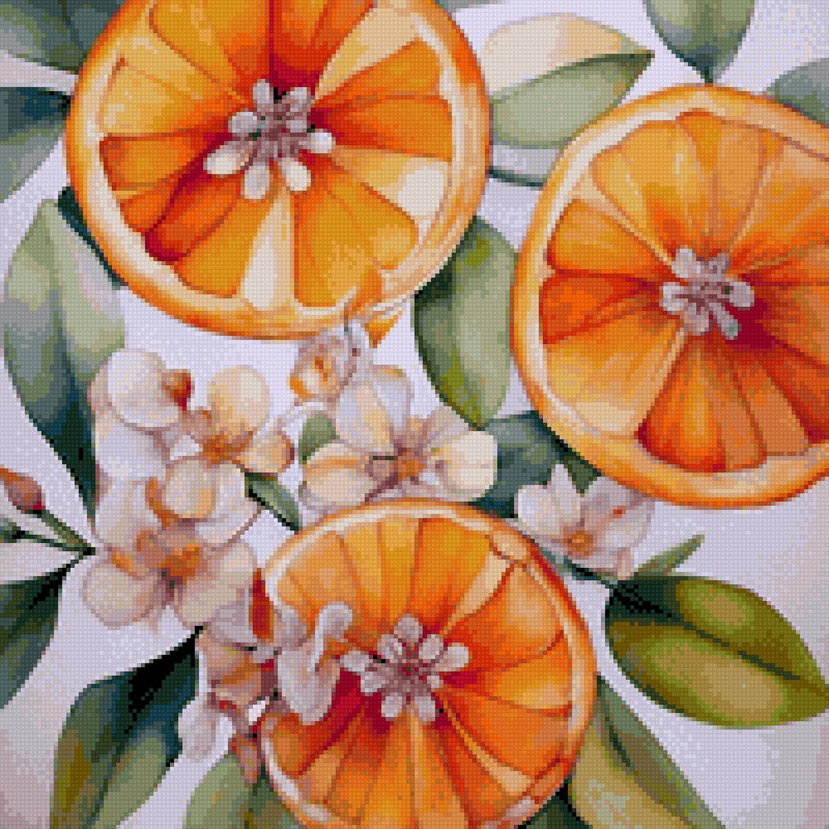 Солнечный апельсин - апельсин, фрукты, ветка апельсина, цветок апельсина - предпросмотр