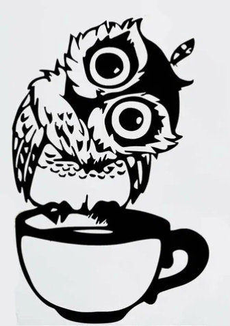 Черно-белая совушка с кофе - кофе, сова, чб, черно-белое - оригинал