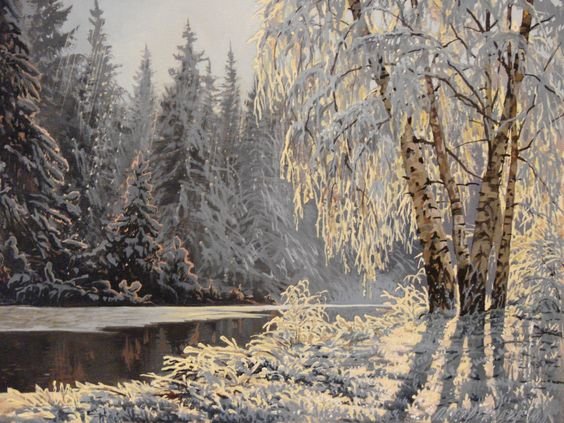 Деревья в инее - зима, деревья, иней пейзаж - оригинал