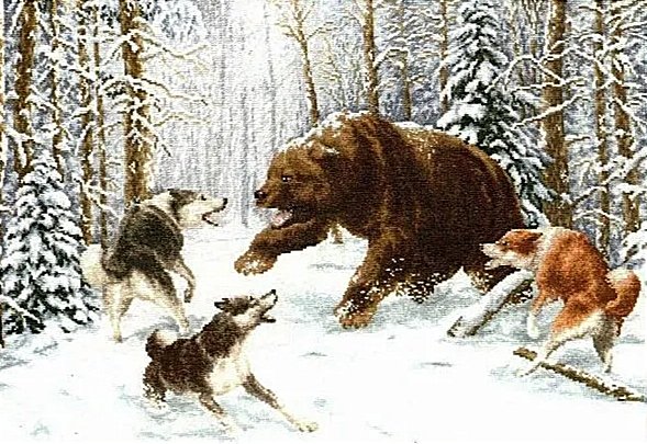 В лесу - медведь, зима, охота - оригинал