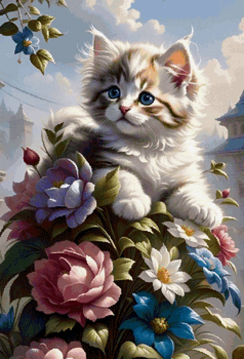 Котёнок - животные кошки кот кошка пейзаж природа цветы цветок розы роза - предпросмотр