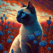 Схема вышивки «Michi con flores»