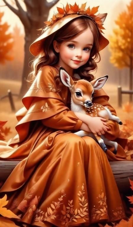 Я - Осень! - бемби, кукла, желтые, девочка, куколка, оранжевые, красные - оригинал