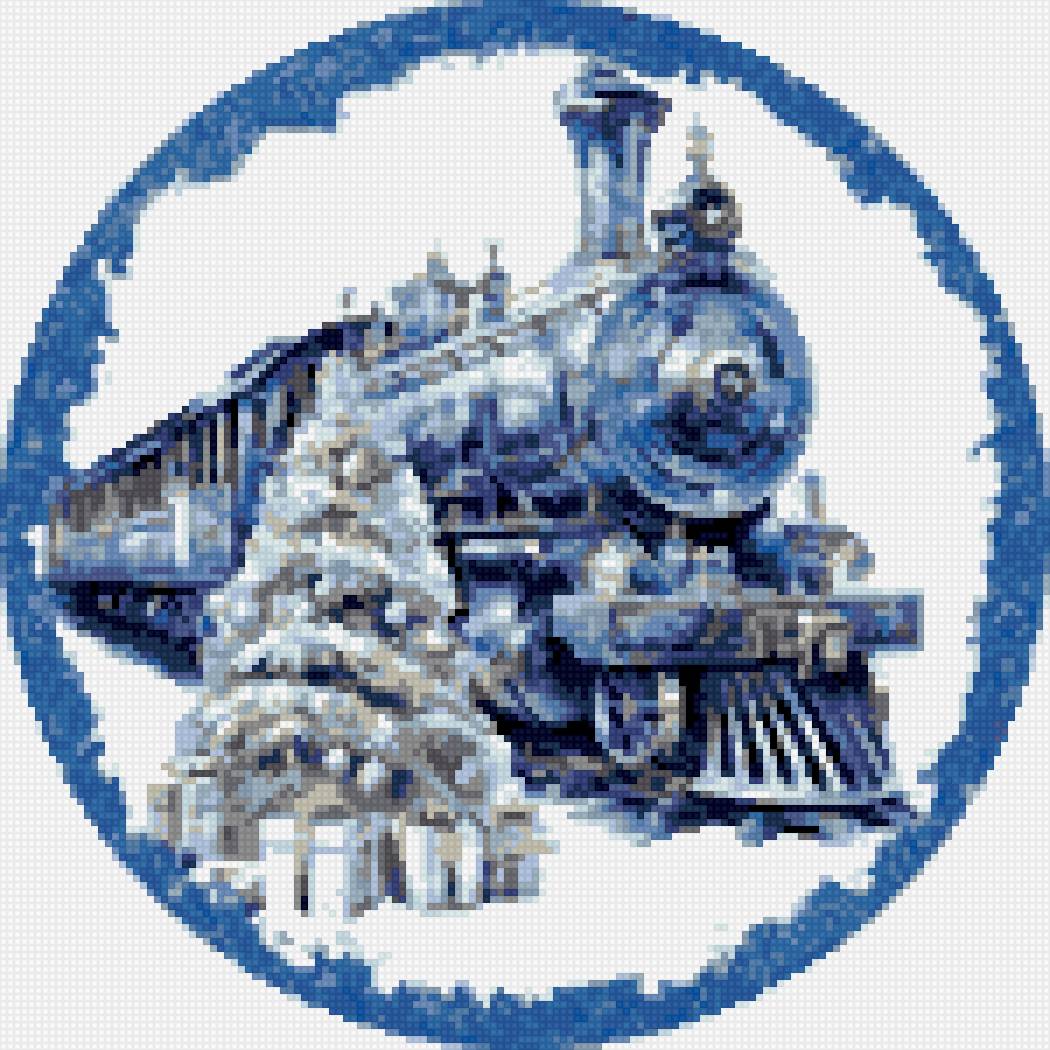 Синий поезд - новогодние, синие, детские, голубые, белые - предпросмотр