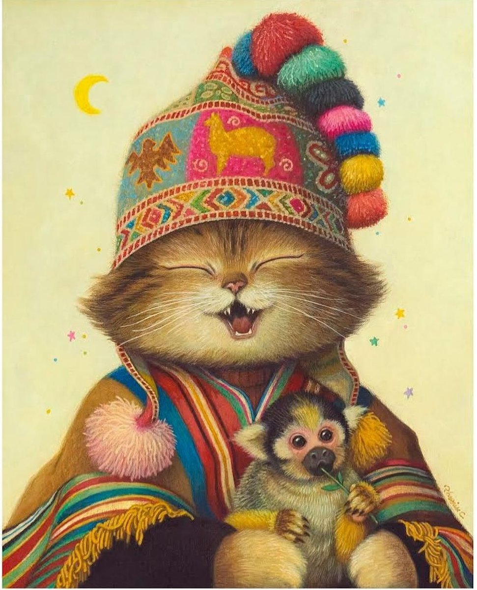 Gato con mono sin marco - gato con mono sin marco - оригинал