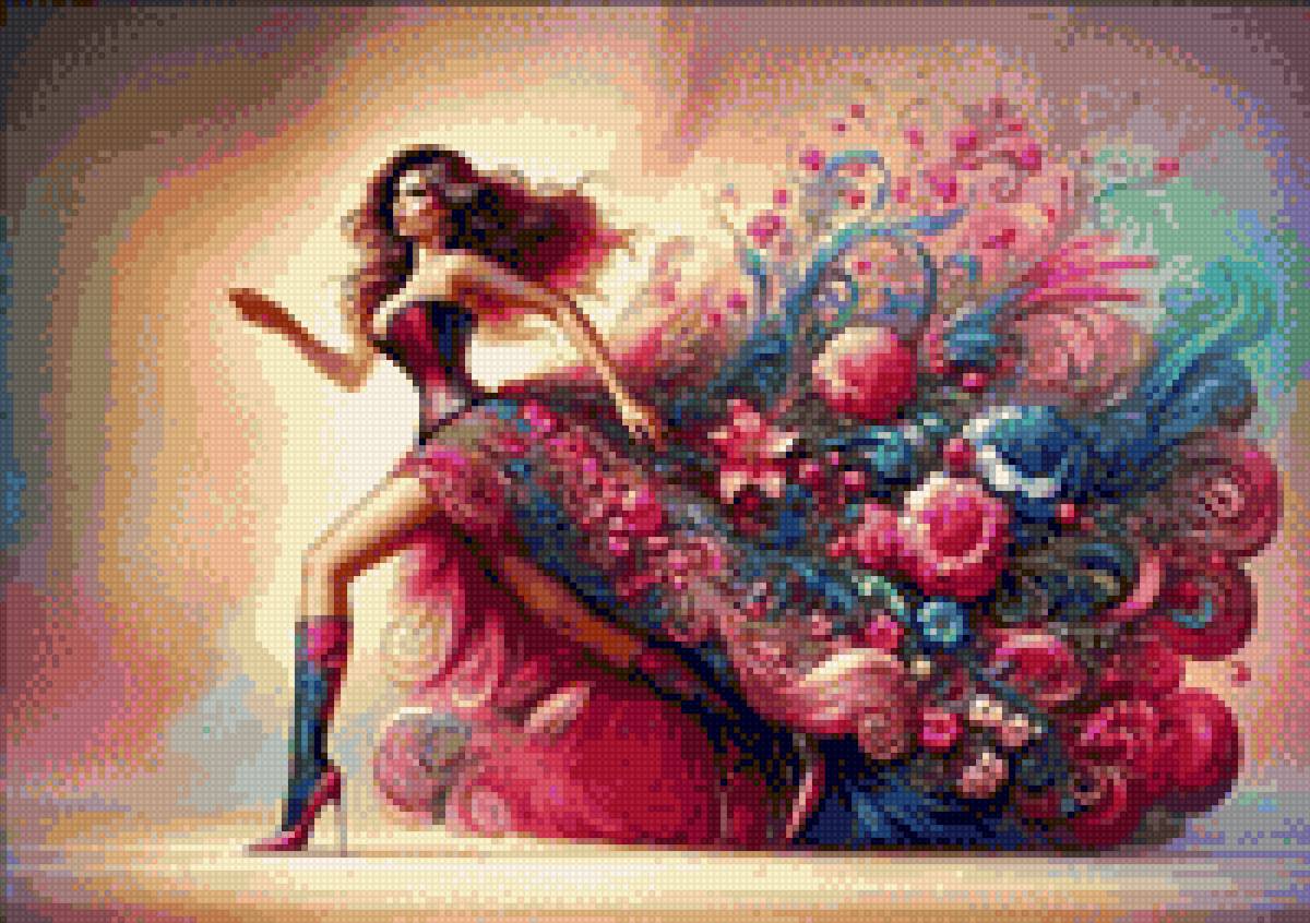 Chica con vestido de flores - предпросмотр