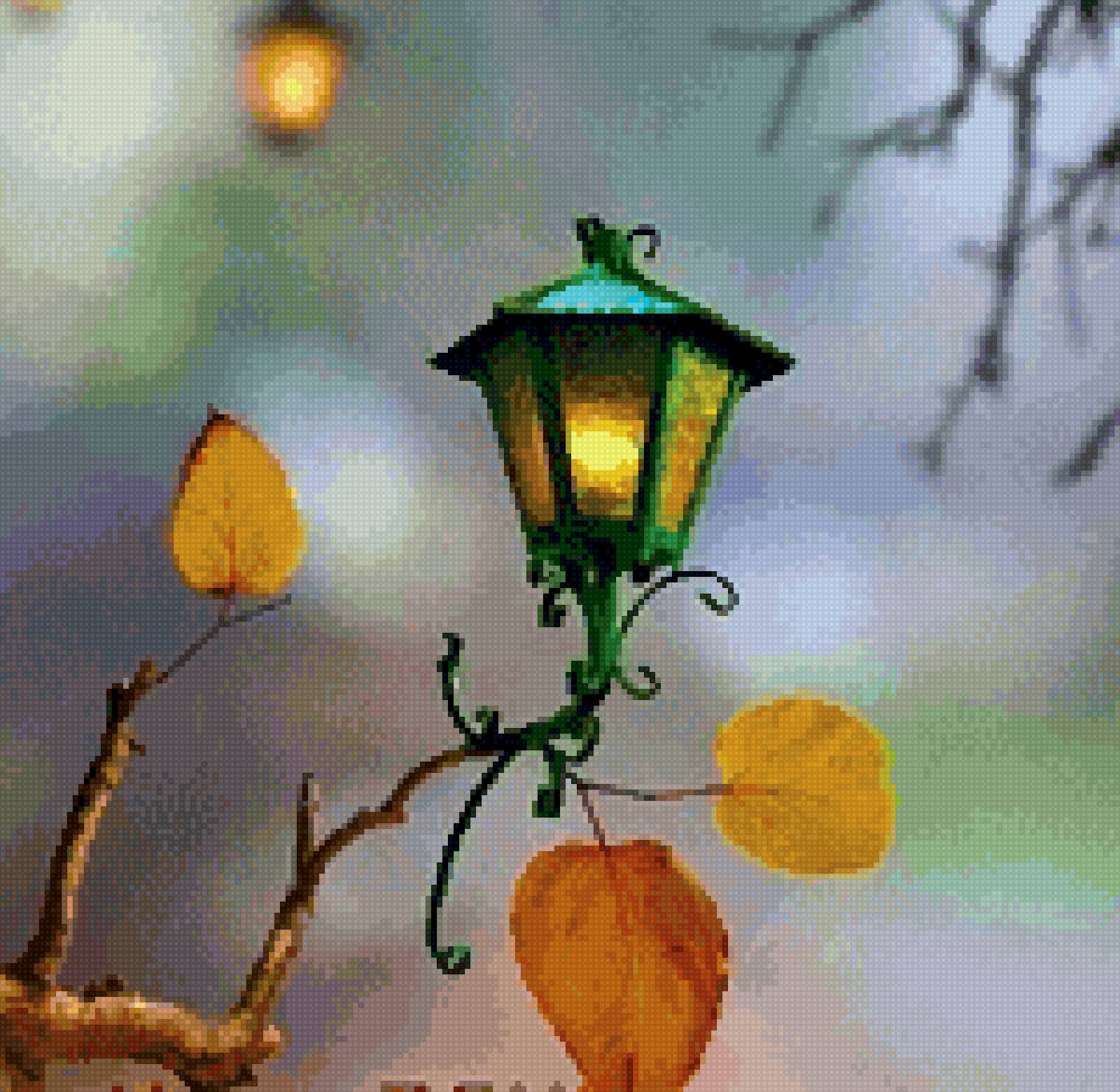 Фонарь - осень, природа, фонарь - предпросмотр