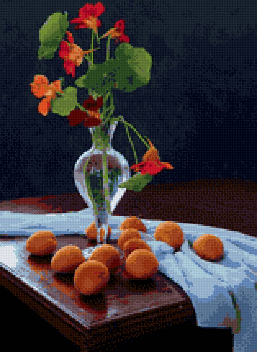 ваза с персиками - предпросмотр