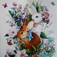 Оригинал схемы вышивки «Кролики» (№2751233)