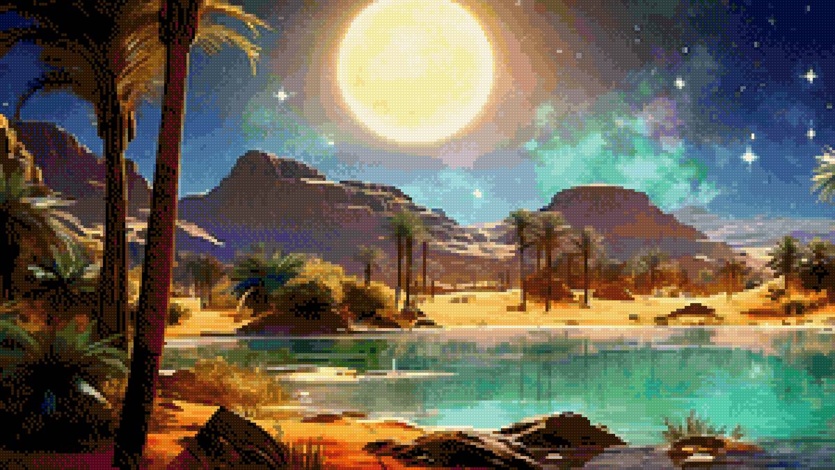 Лунная ночь в пустыне - предпросмотр