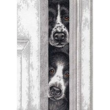 Схема вышивки «dogs peeking thourgh door»