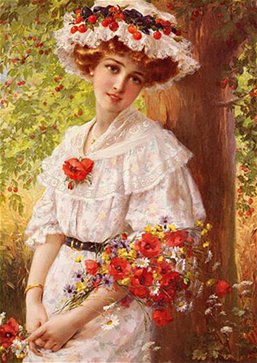 Дама в шляпке у дерева - оригинал