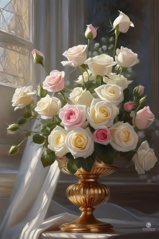 белые розы - розы цветы ваза - оригинал