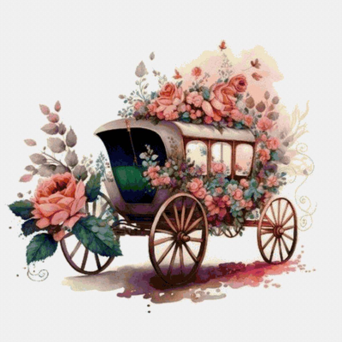 Карета - цветы, карета - предпросмотр