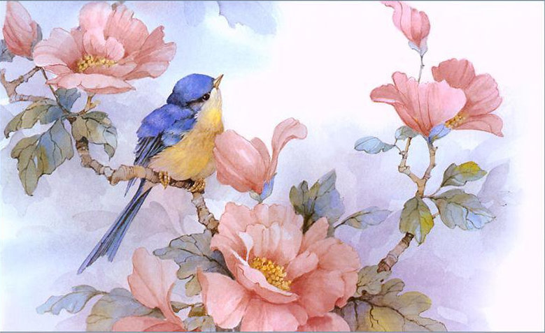 №2757198 - цветы, птицы, до 240 крестиков - оригинал