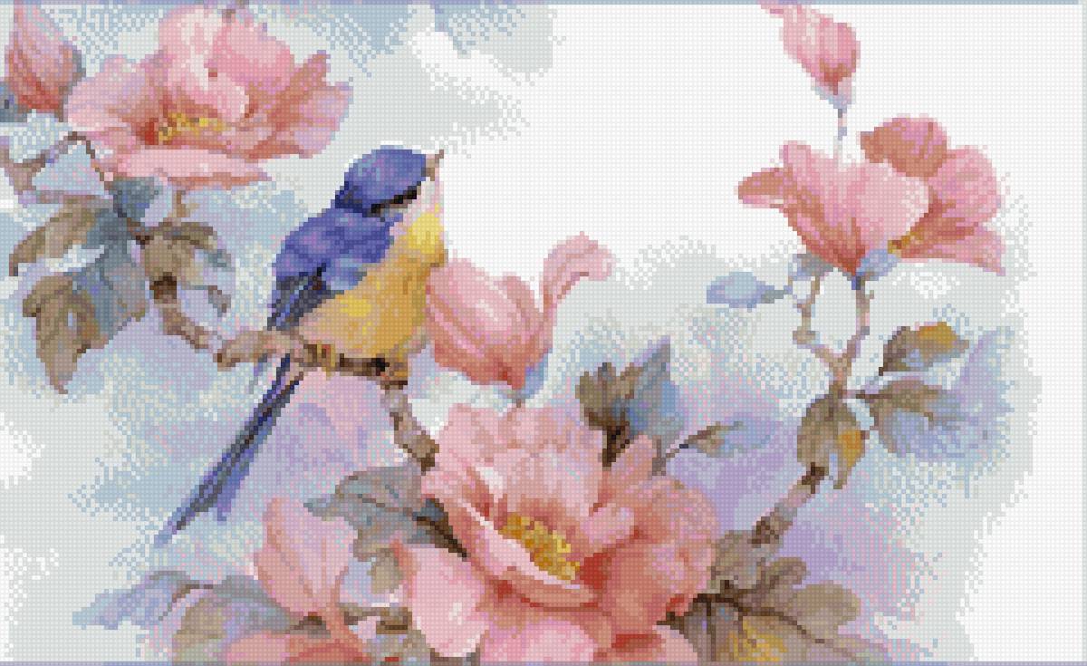 №2757198 - цветы, птицы, до 240 крестиков - предпросмотр