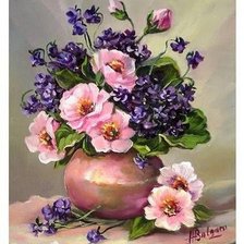 Схема вышивки «цветы в вазе»