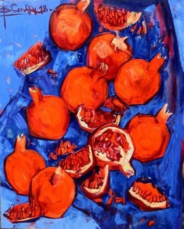 Гранаты - синий, абстракционизм, гранаты, алый - оригинал