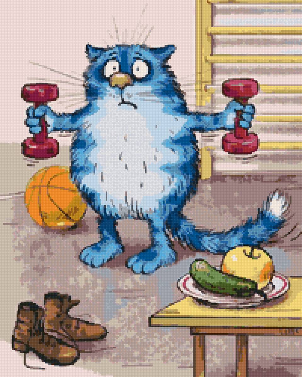 Спорт синего кота - синий кот спорт - предпросмотр