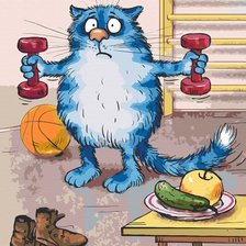 Схема вышивки «Спорт синего кота»