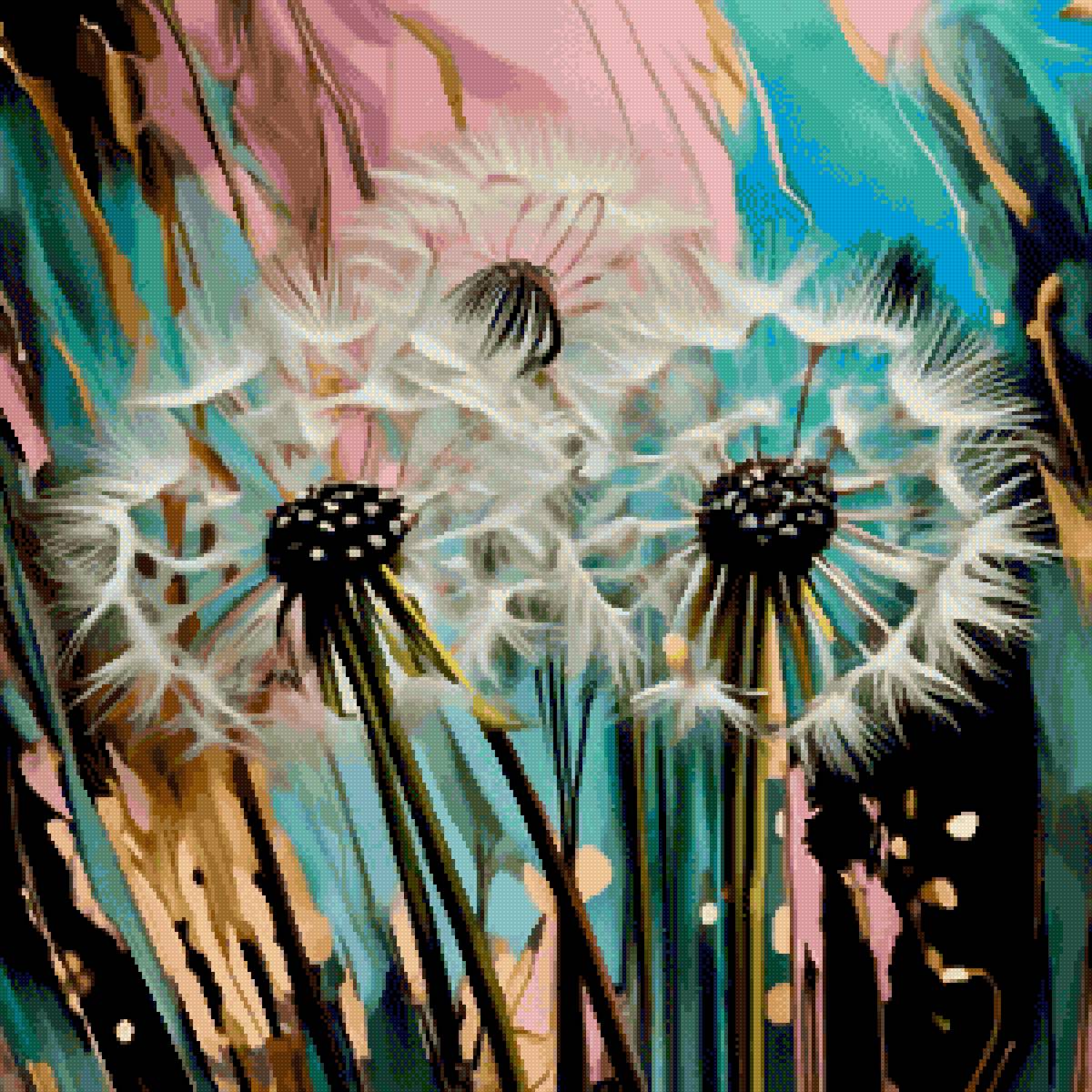 Одуванчики - поп-арт, цветы, арт, одуванчики - предпросмотр