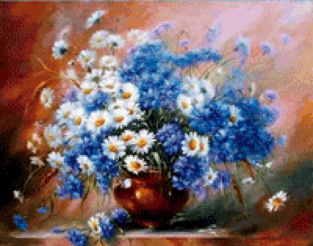 Букет - ромашки, букет, васильки - предпросмотр