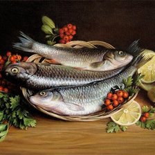 Схема вышивки «Натюрморт рыба и лимон»