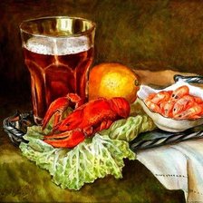 Схема вышивки «натюрморт пиво и раки»