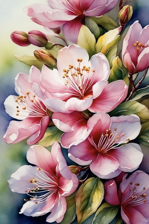 яблони в цвету - цветы, яблоня, картина - оригинал