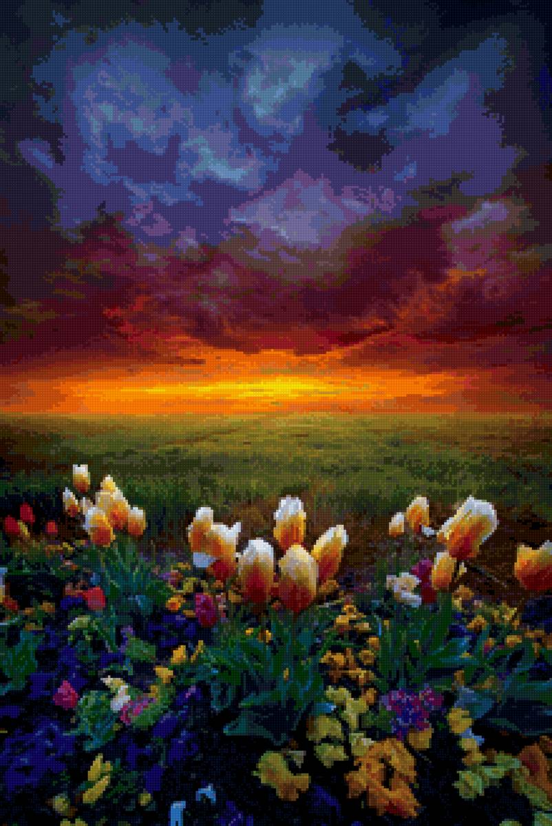 Рассвет в поле - предпросмотр