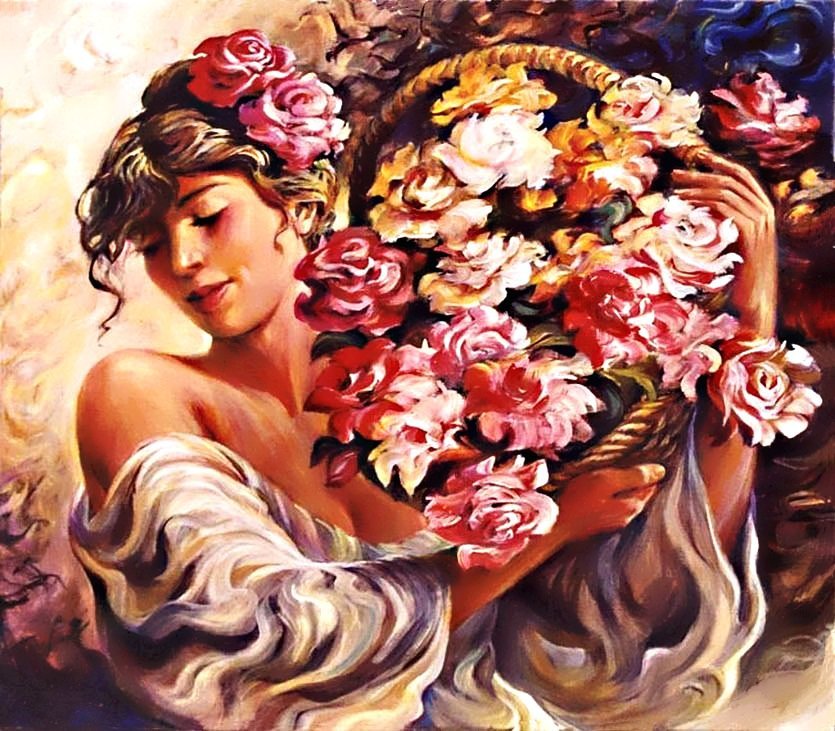 №2764873 - картина, цветы, девушка - оригинал