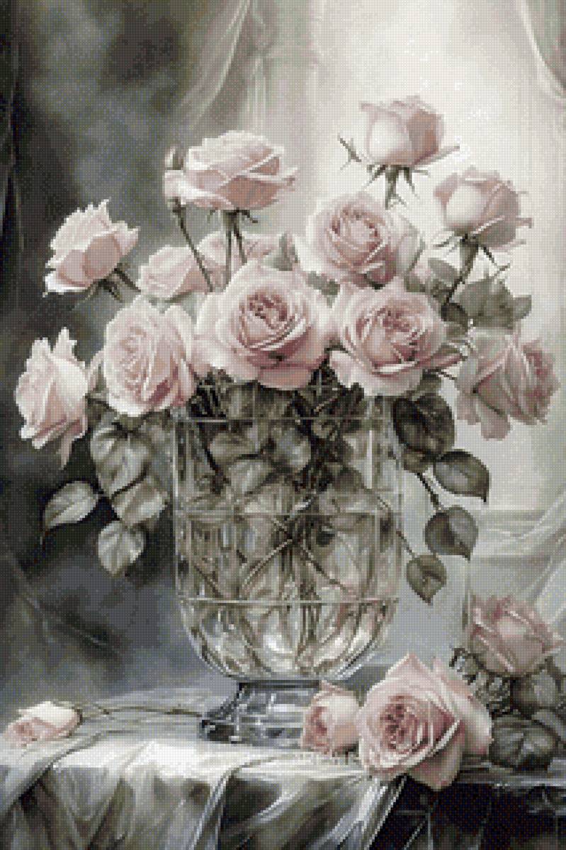 Розы в вазе - розы, ваза, цветы - предпросмотр