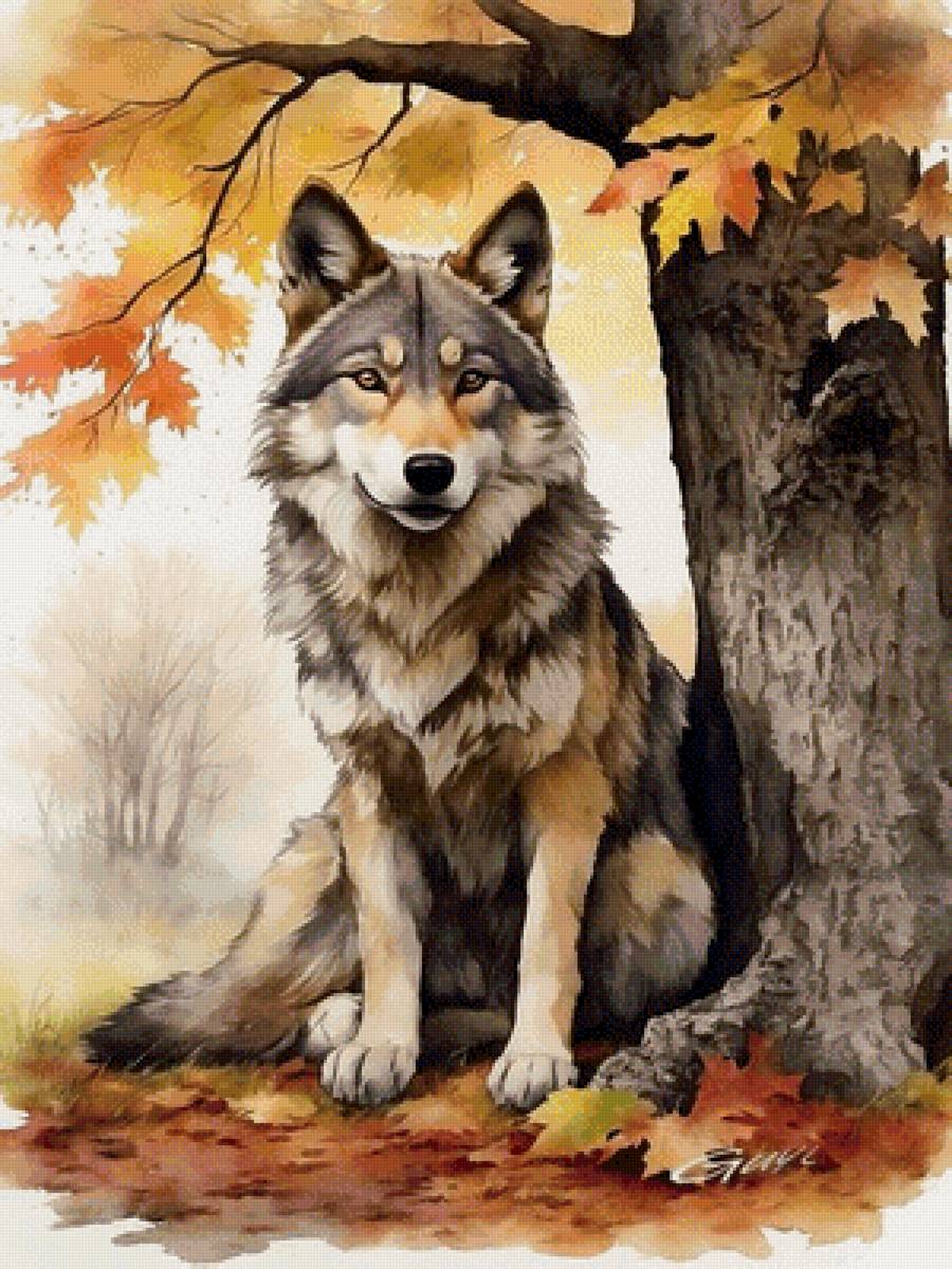 Волк. Акварель - художники - предпросмотр