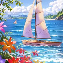 Схема вышивки «Море, парус»