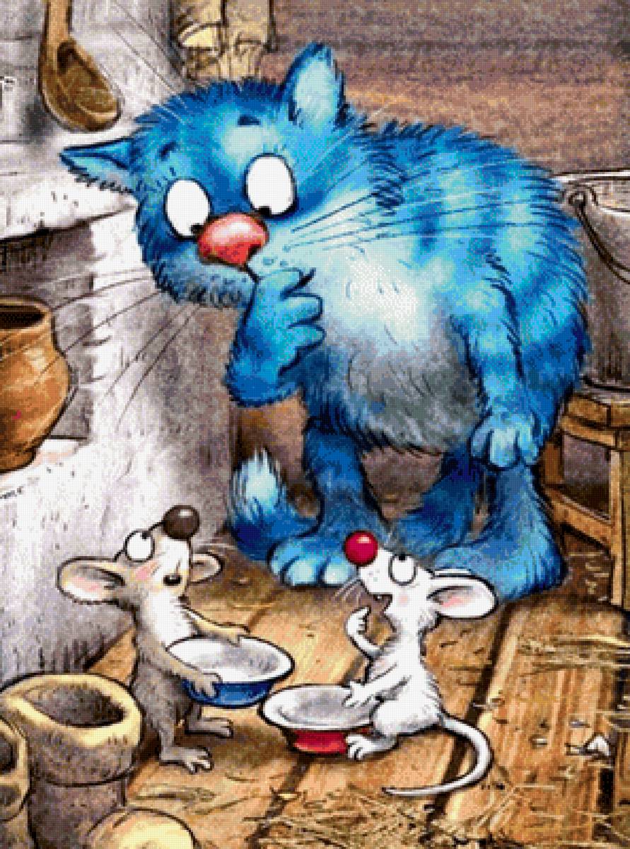 Котик с мышками - художники - предпросмотр