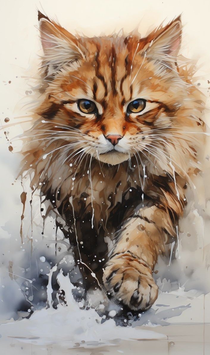 Кот акварель - оригинал