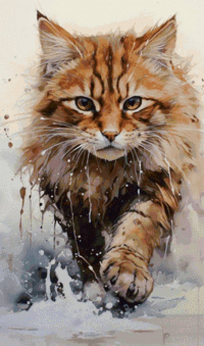 Кот акварель - предпросмотр