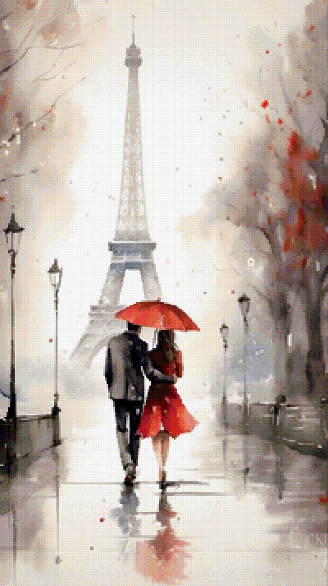 Париж - пара, париж, дождь - предпросмотр