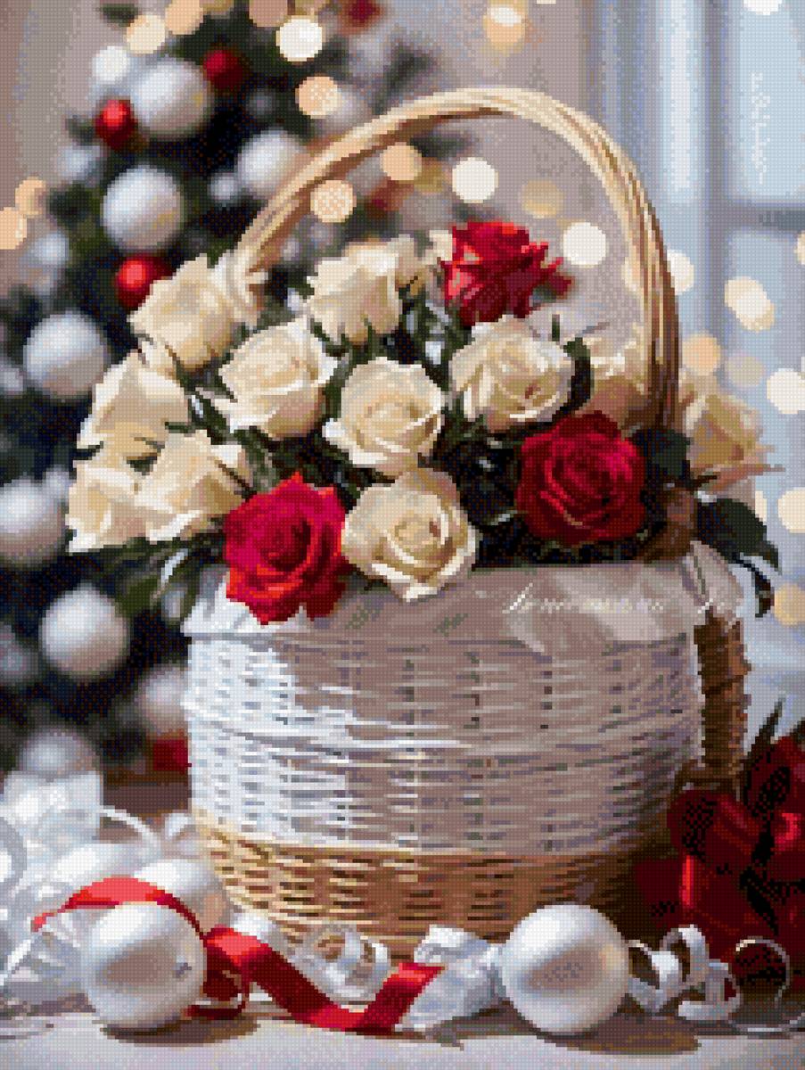 Новогодний букет💐 - розы, цветы, новый год - предпросмотр