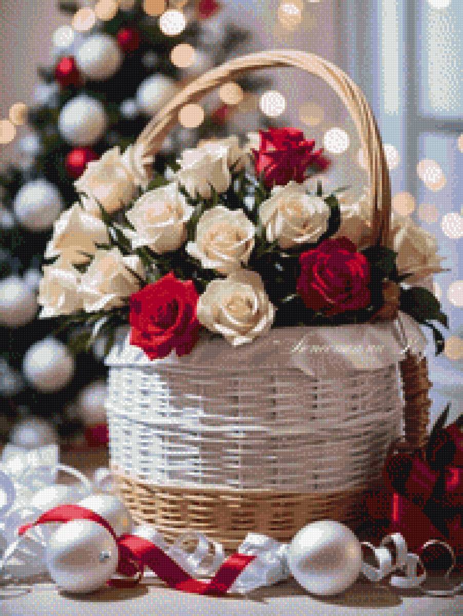 Новогодний подарок🎁 - новый год, розы, цветы - предпросмотр