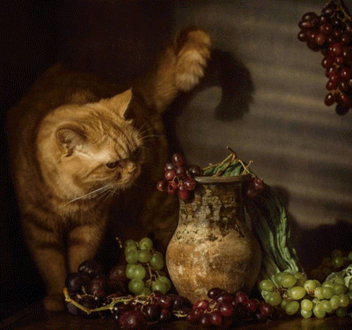№2772995 - кот виноград ваза - предпросмотр