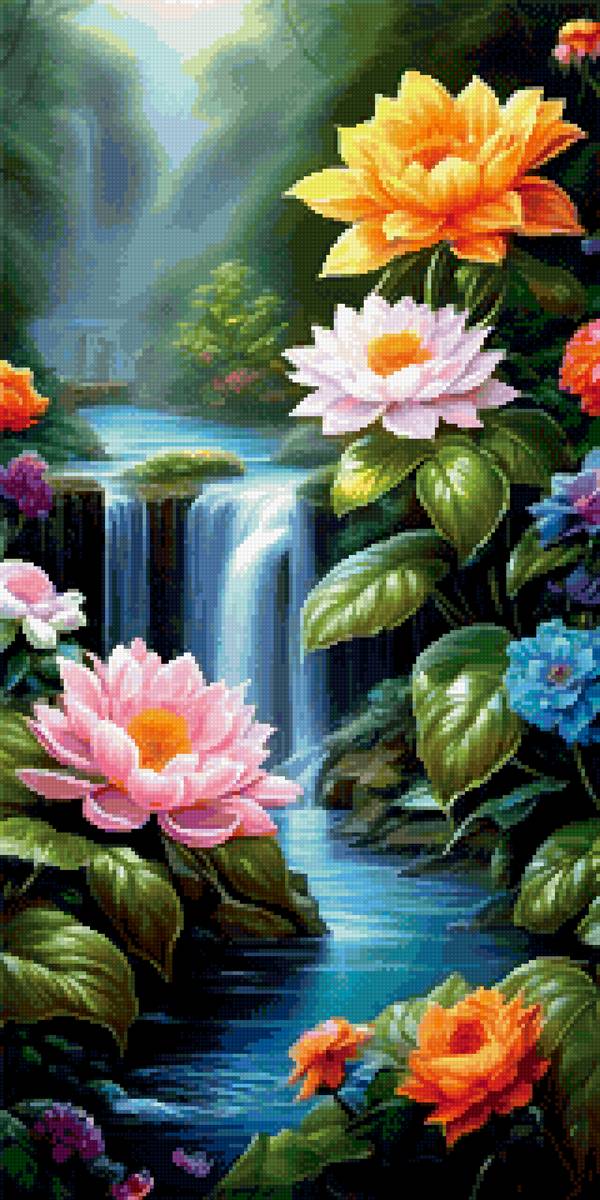 Цветы,водопады - предпросмотр