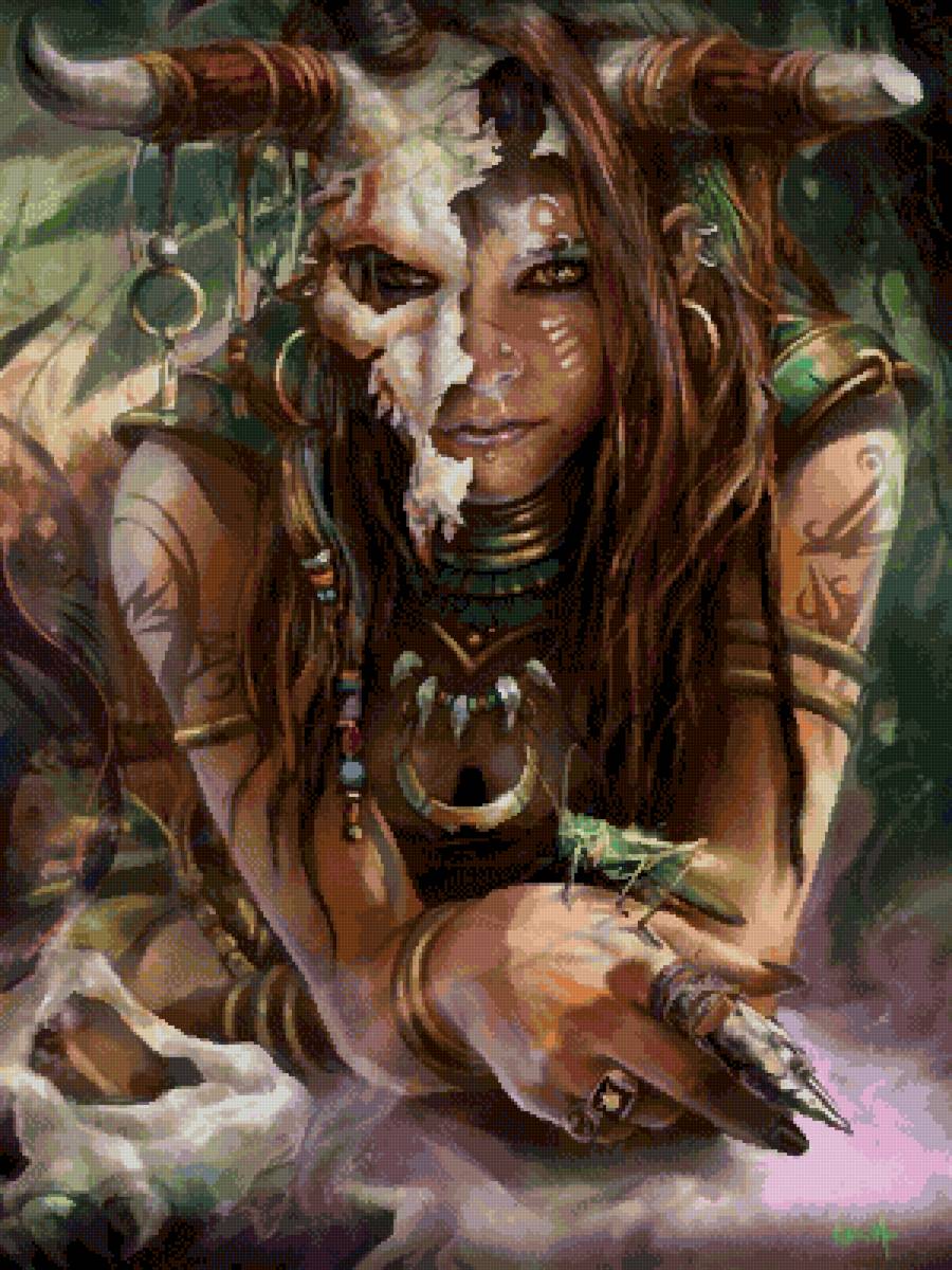 Шаман - девушка, лесная ведьма, шаман - предпросмотр