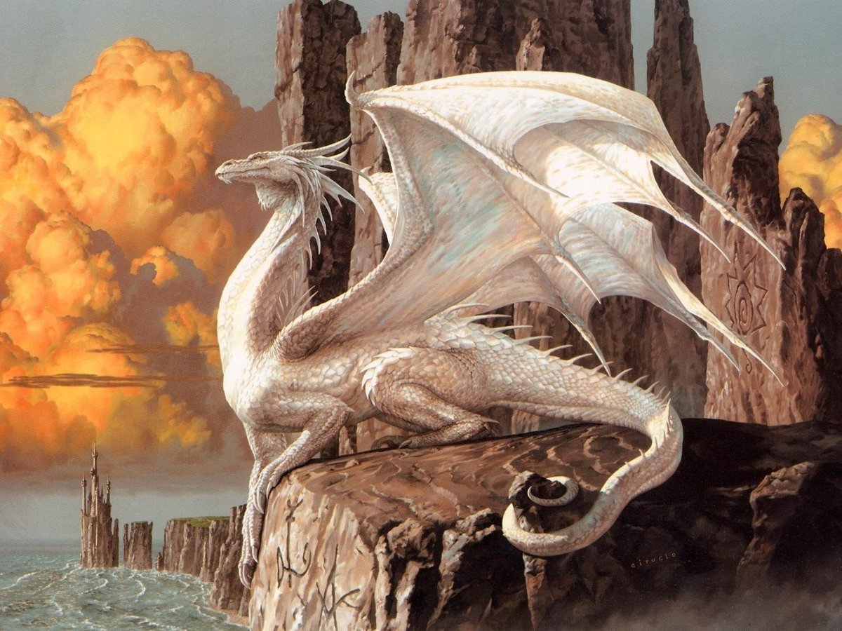 Дракон на скалах - мифические животные, фентези, скалы, волшебные животные, дракон - оригинал