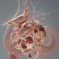 Схема вышивки «Птица и череп»