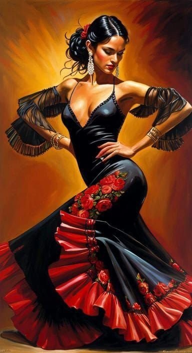 Mujer flamenca con traje da faralaes - оригинал