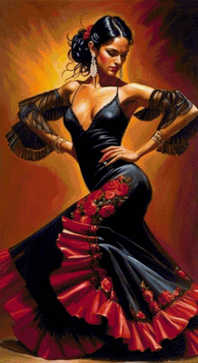 Mujer flamenca con traje da faralaes - предпросмотр
